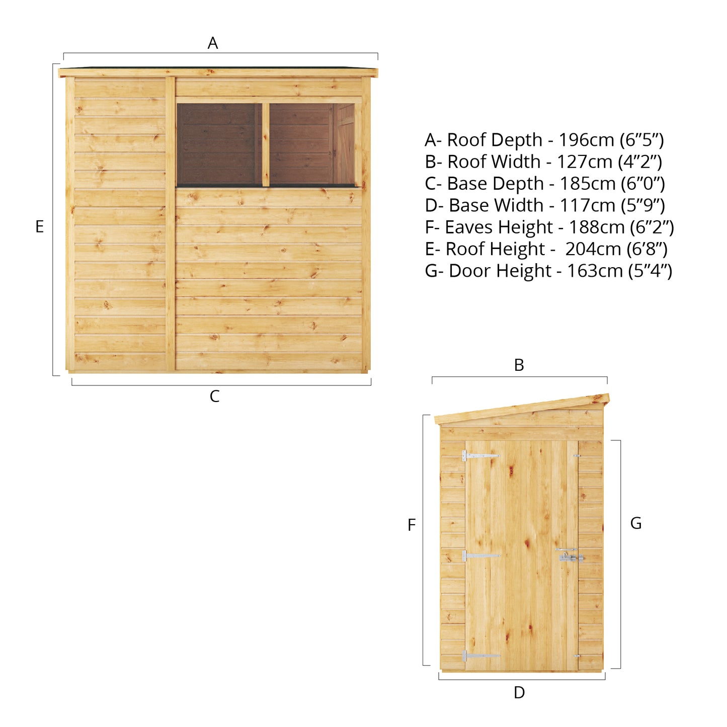 6 x 4 Woodsman Shiplap Pent Wooden Shed