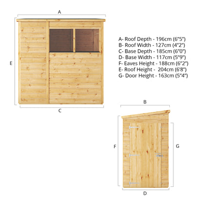 6 x 4 Woodsman Shiplap Pent Wooden Shed