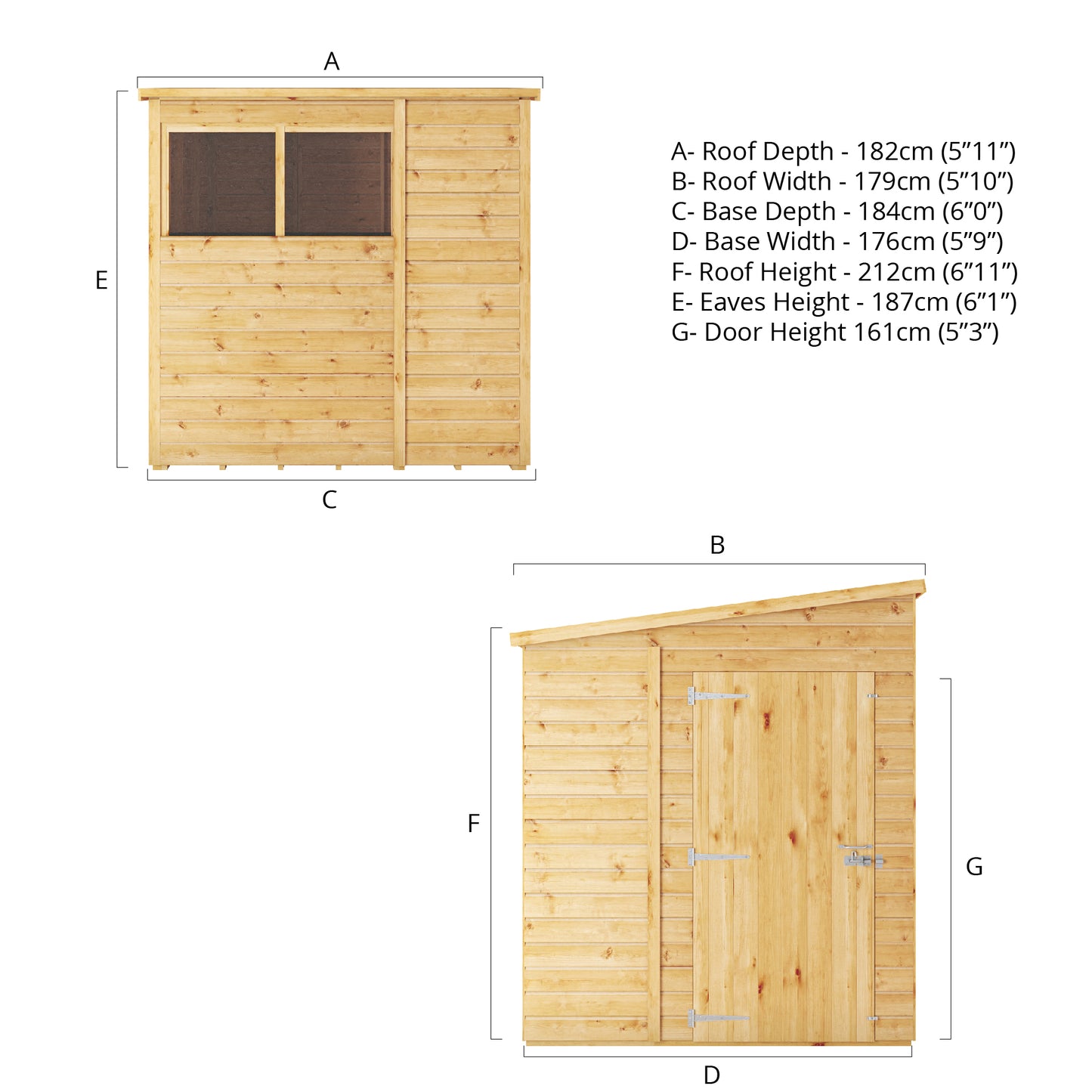 6 x 6 Woodsman Shiplap Pent Wooden Shed