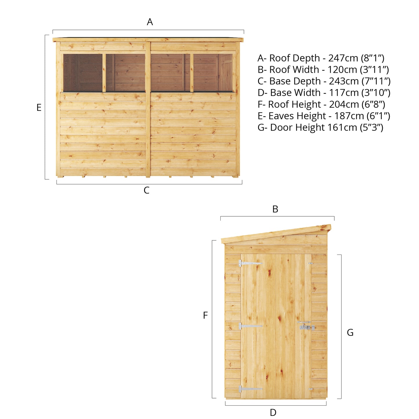 8 x 4 Woodsman Shiplap Pent Wooden Shed