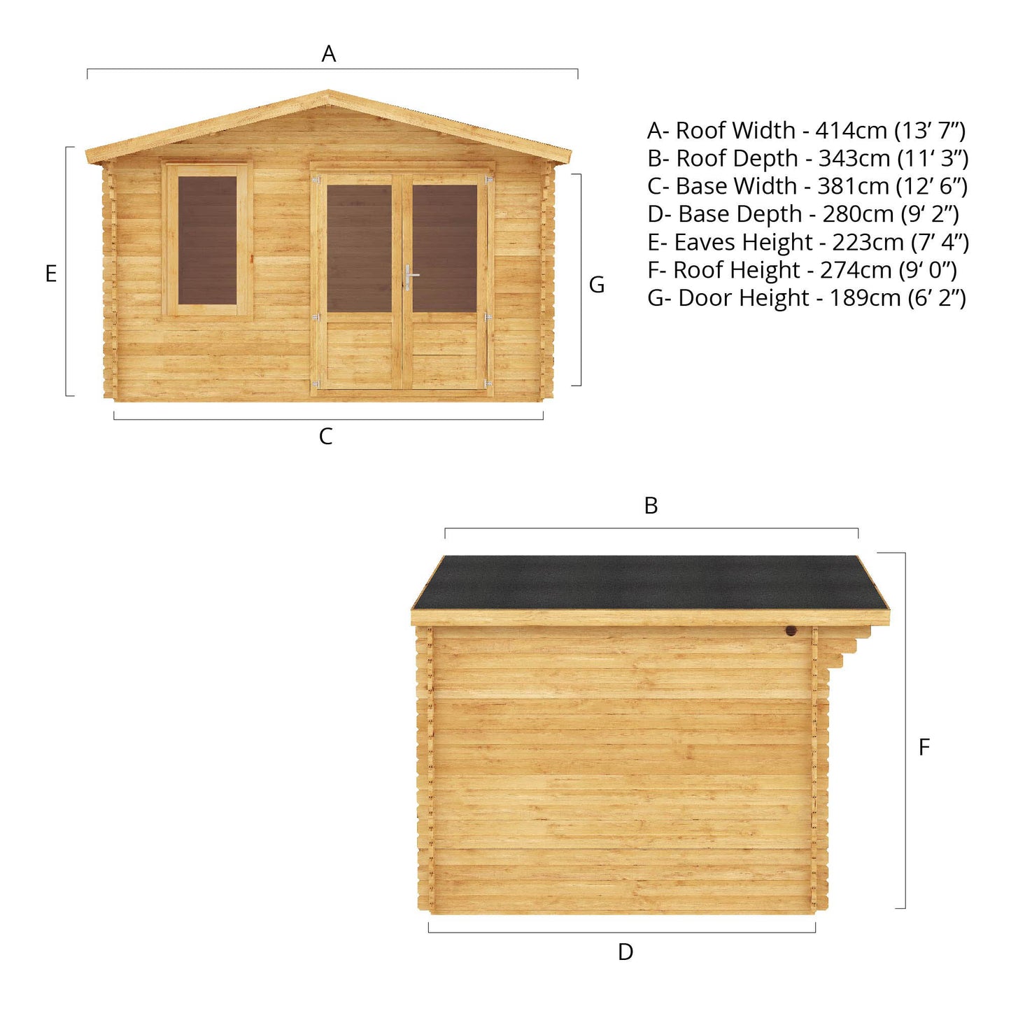 The 4m x 3m Sparrow Log Cabin