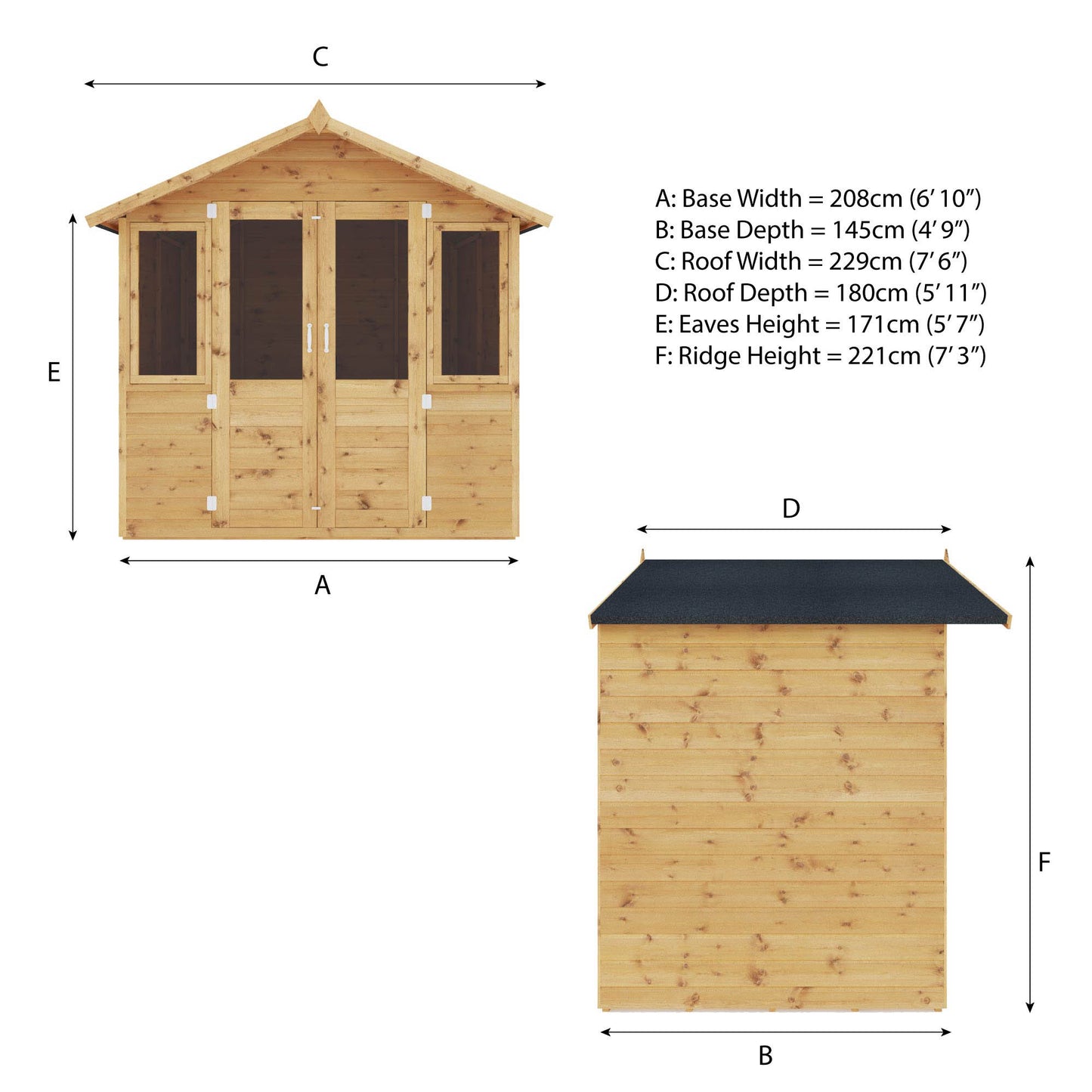 7 x 5 Ready Painted Bournemouth Summerhouse