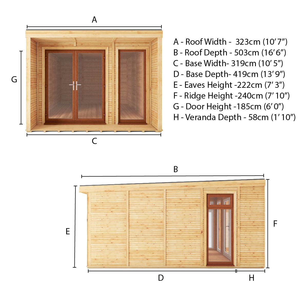 The Creswell 3m x 4m Premium Insulated Garden Room with Oak UPVC