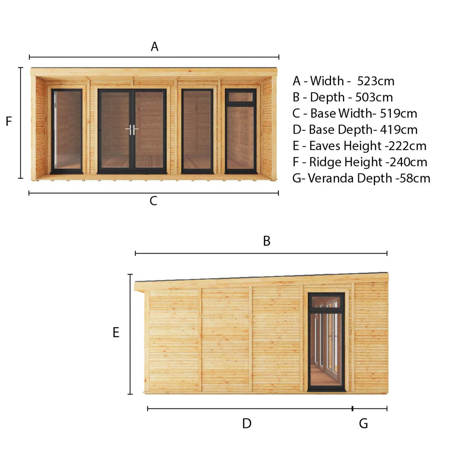 The Creswell 5m x 4m Premium Insulated Garden Room with Anthracite UPVC