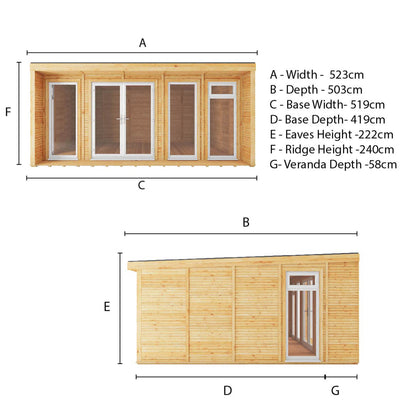 The Creswell 5m x 4m Premium Insulated Garden Room with White UPVC