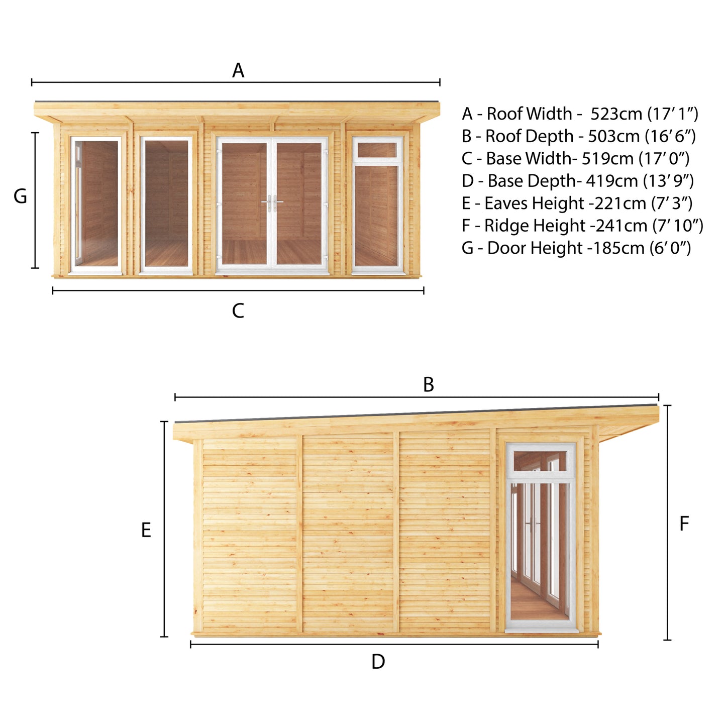 The Edwinstowe 5m x 4m Premium Insulated Garden Room with White UPVC