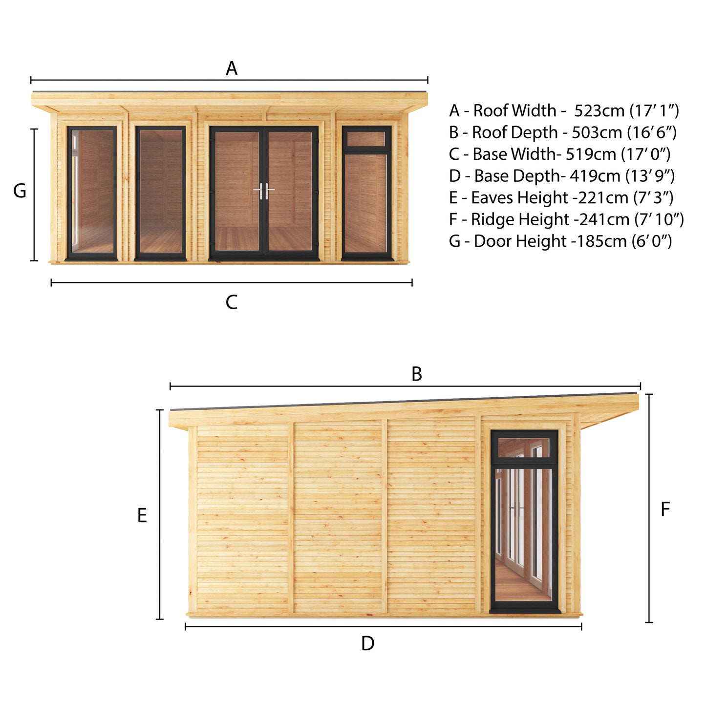 The Edwinstowe 5m x 4m Premium Insulated Garden Room with Anthracite UPVC