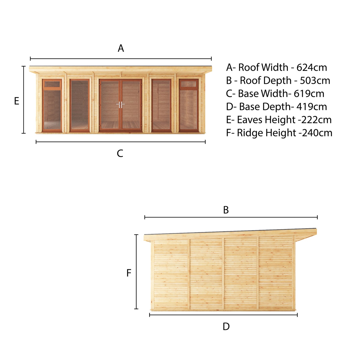 The Edwinstowe 6m x 4m Premium Insulated Garden Room with Oak UPVC