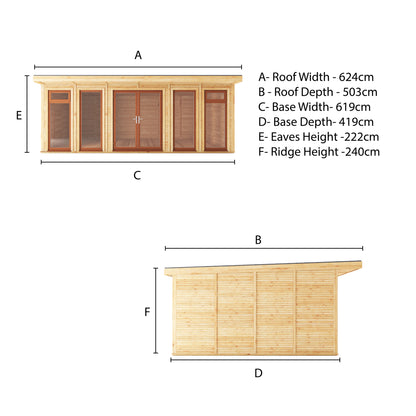 The Edwinstowe 6m x 4m Premium Insulated Garden Room with Oak UPVC