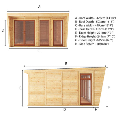 The Harlow 4m x 4m Premium Insulated Garden Room with Oak UPVC