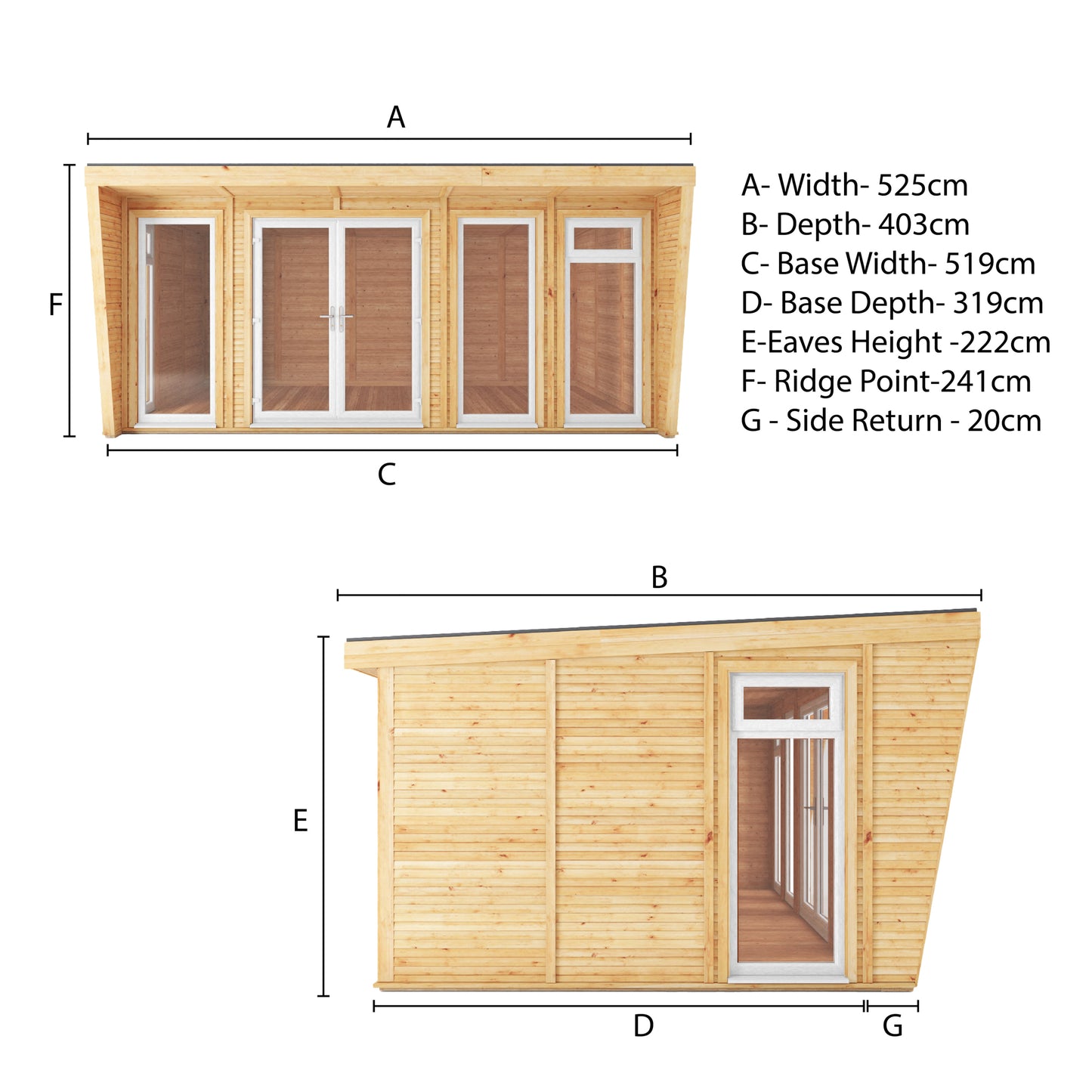 The Harlow 5m x 3m Premium Insulated Garden Room with White UPVC