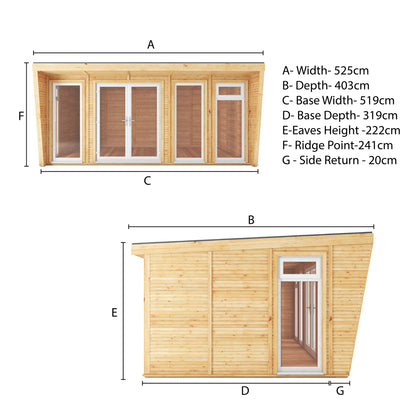 The Harlow 5m x 3m Premium Insulated Garden Room with White UPVC