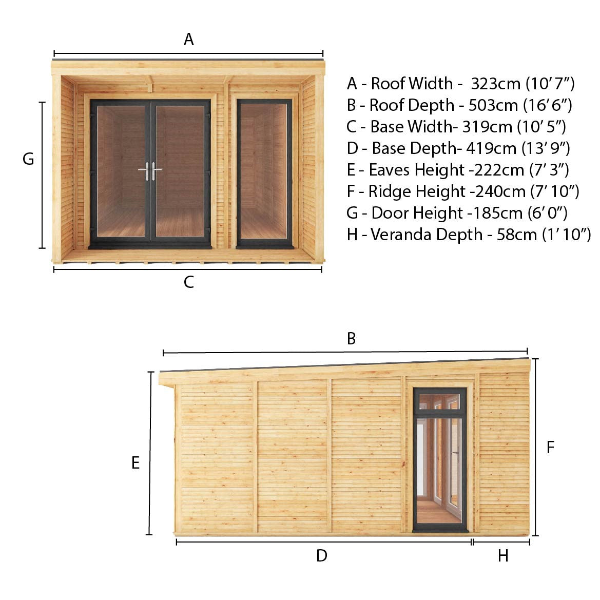 The Creswell 3m x 4m Premium Insulated Garden Room with Anthracite UPVC