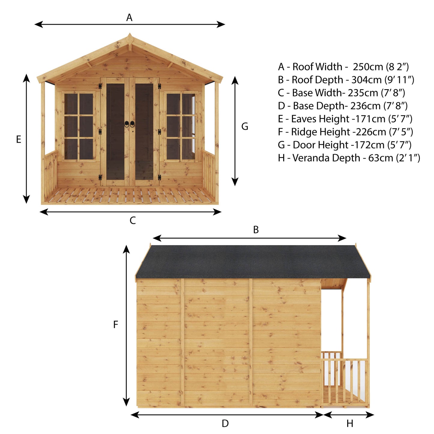 10 x 8 Ready Painted Wessex Summerhouse