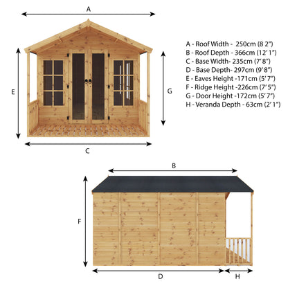 12 x 8 Ready Painted Wessex Summerhouse