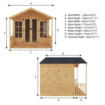 8 x 8 Ready Painted Wessex Summerhouse