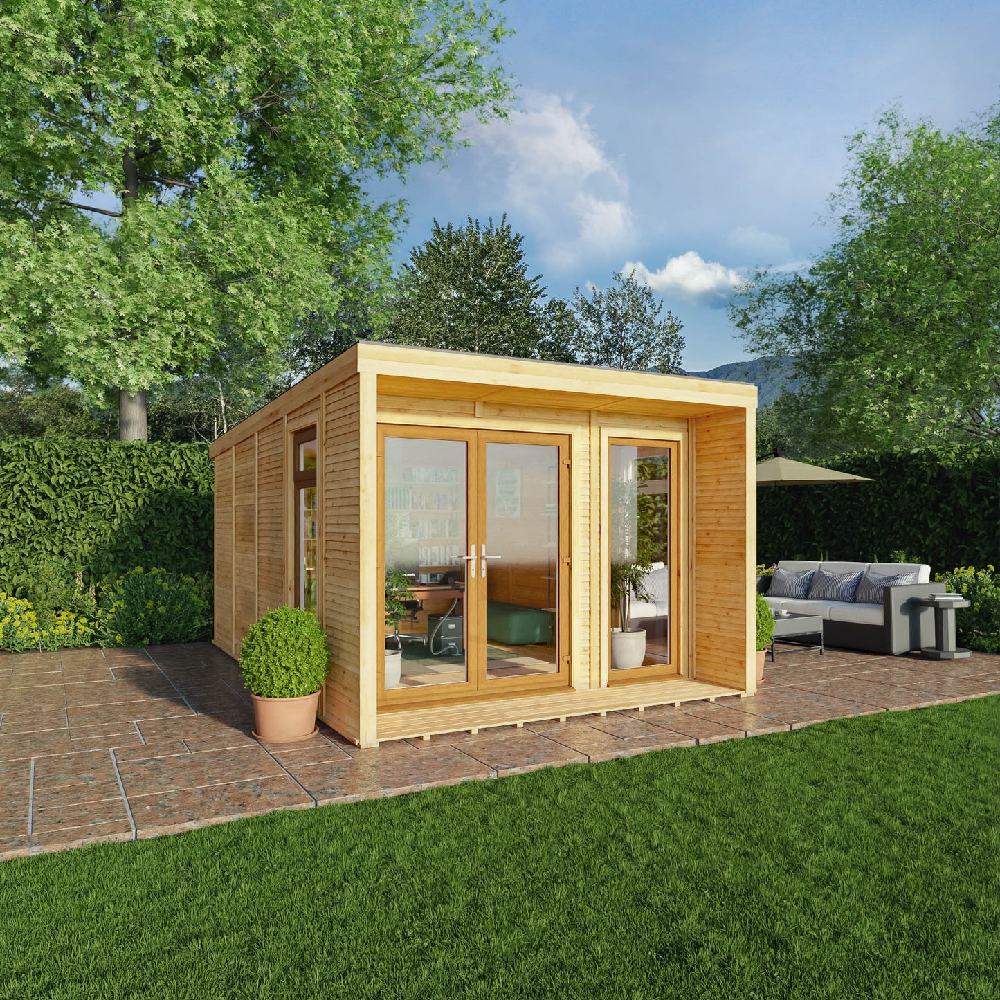 The Creswell 3m x 4m Premium Insulated Garden Room with Oak UPVC