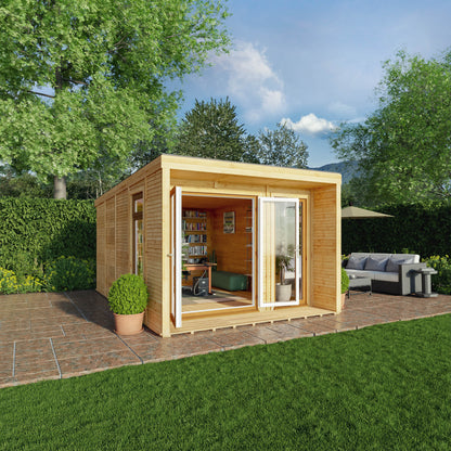 The Creswell 3m x 4m Premium Insulated Garden Room with Oak UPVC