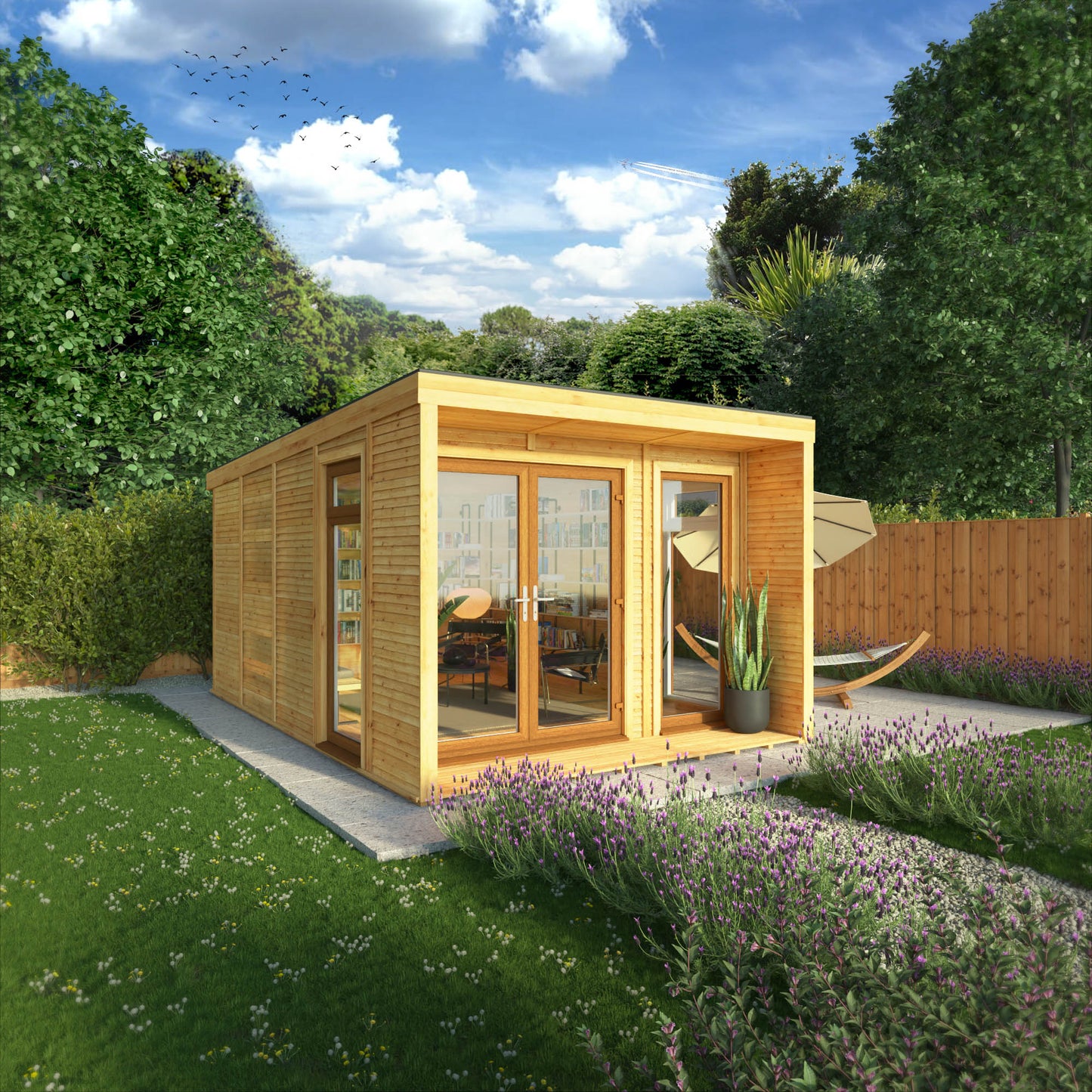 The Creswell 3m x 4m Premium Insulated Garden Room with Oak UPVC