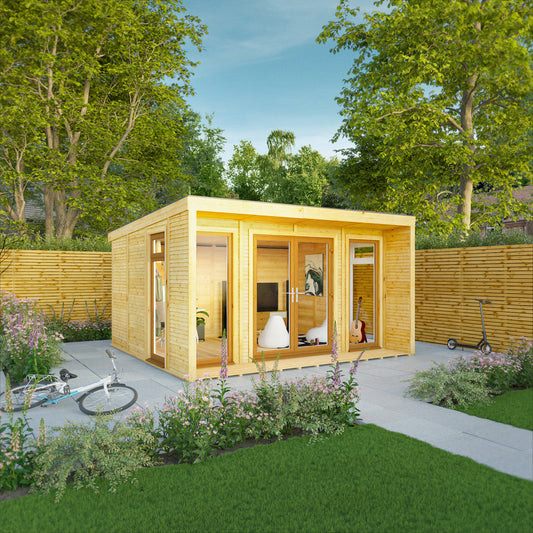 The Creswell 4m x 3m Premium Insulated Garden Room with Oak UPVC