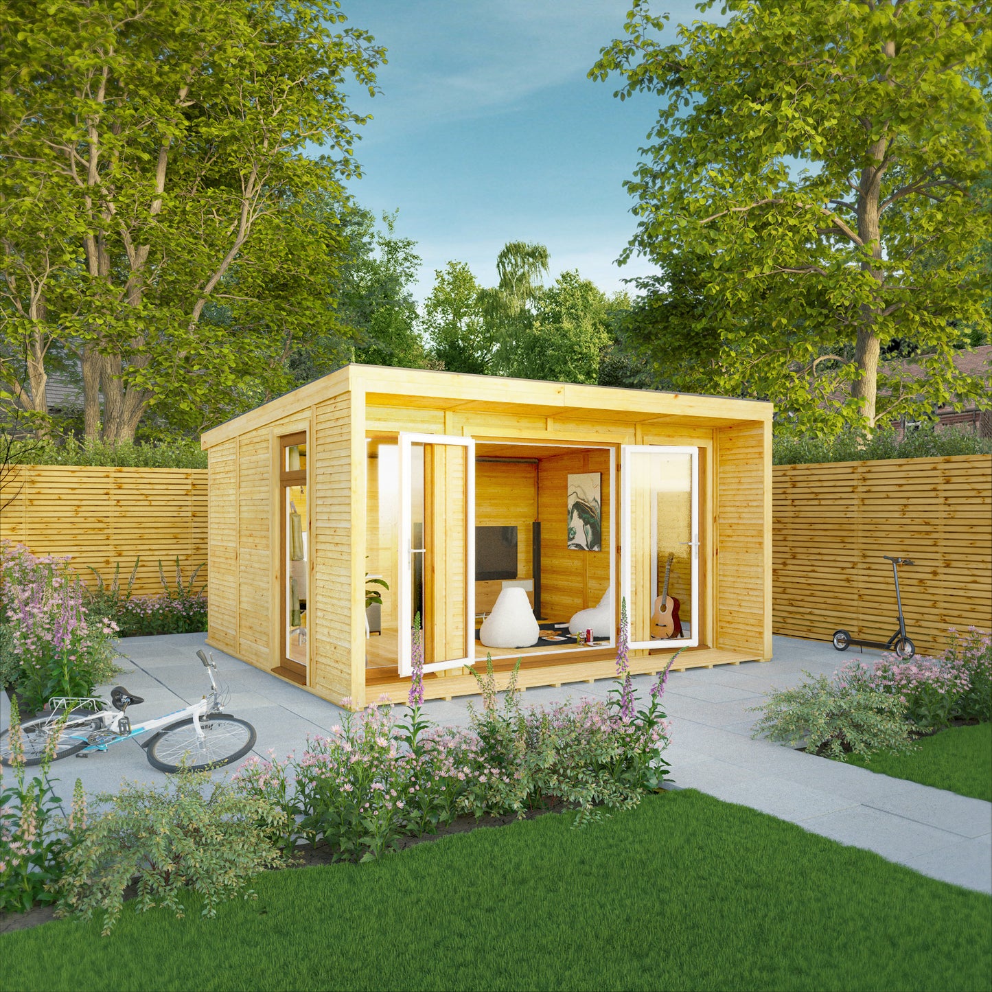 The Creswell 4m x 3m Premium Insulated Garden Room with Oak UPVC