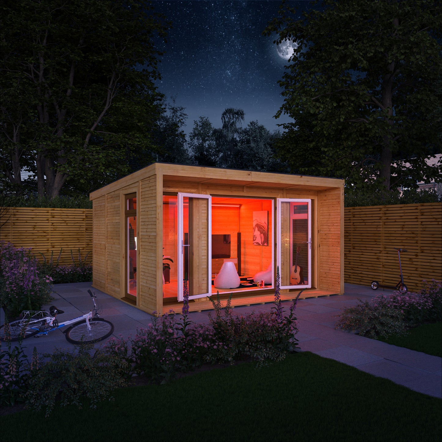 The Creswell 4m x 3m Premium Insulated Garden Room with Oak UPVC