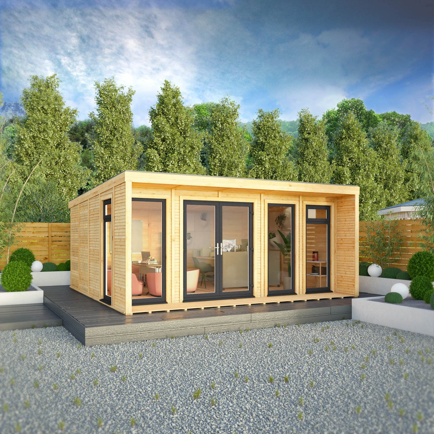 The Creswell 5m x 4m Premium Insulated Garden Room with Anthracite UPVC