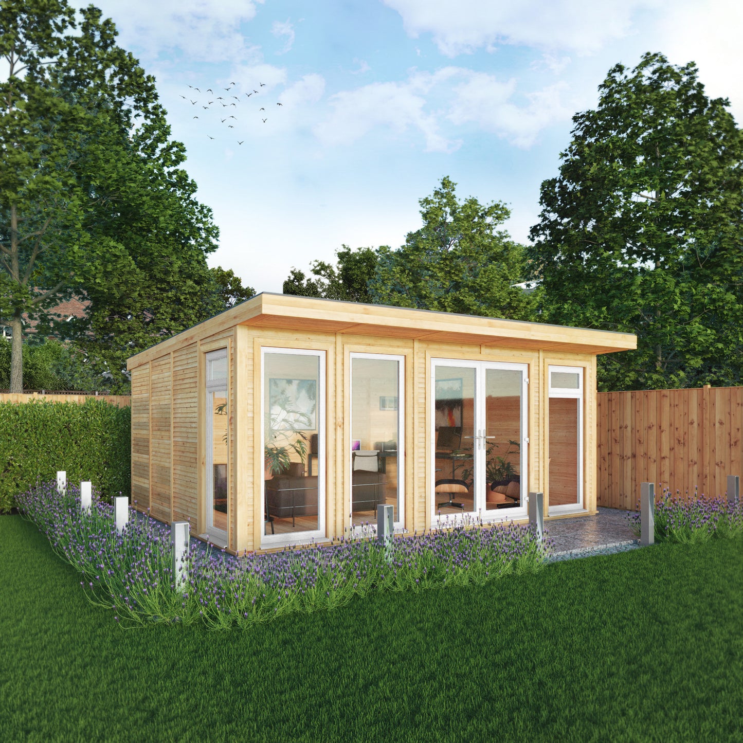 The Edwinstowe 5m x 4m Premium Insulated Garden Room with White UPVC