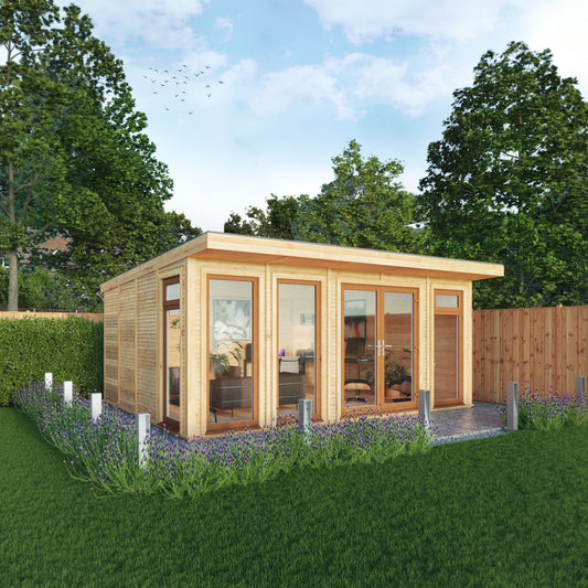 The Edwinstowe 5m x 4m Premium Insulated Garden Room with Oak UPVC