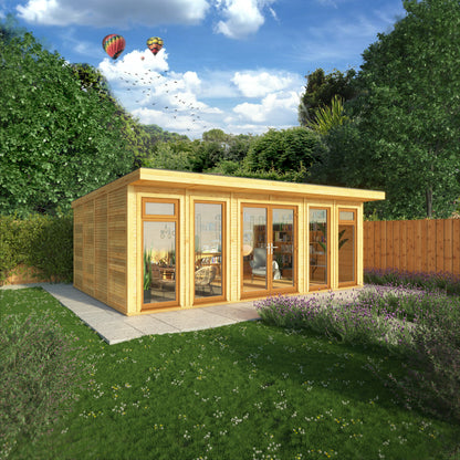 The Edwinstowe 6m x 4m Premium Insulated Garden Room with Oak UPVC