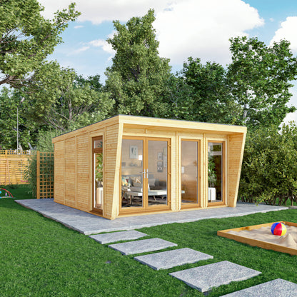 The Harlow 4m x 4m Premium Insulated Garden Room with Oak UPVC