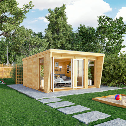 The Harlow 4m x 4m Premium Insulated Garden Room with Oak UPVC