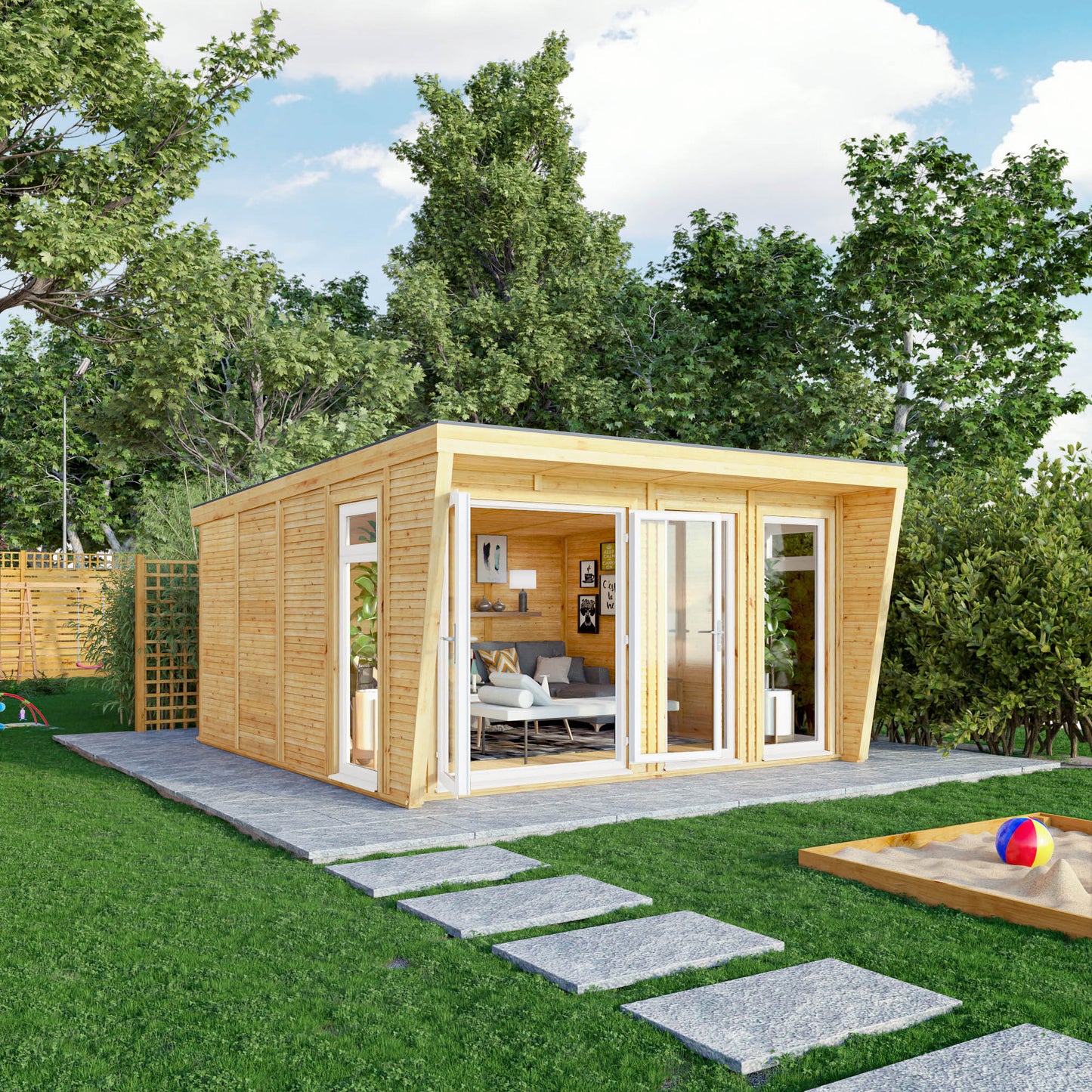 The Harlow 4m x 4m Premium Insulated Garden Room with White UPVC