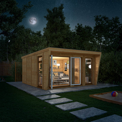 The Harlow 4m x 4m Premium Insulated Garden Room with Oak UPVC