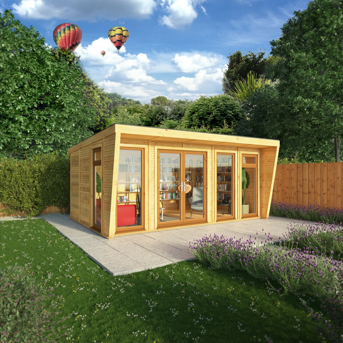 The Harlow 5m x 3m Premium Insulated Garden Room with Oak UPVC