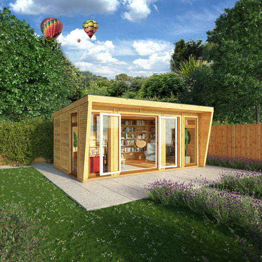 The Harlow 5m x 3m Premium Insulated Garden Room with Oak UPVC