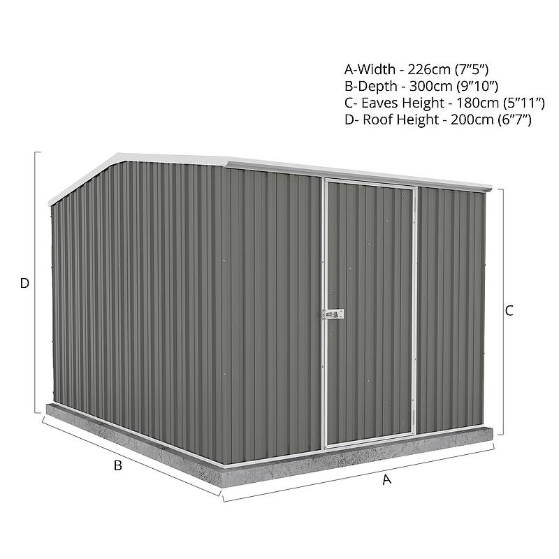 Absco Premier 7' 5 x 10 Woodland Grey Reverse Apex Metal Shed