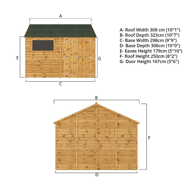 Refurbished 10 x 10 Premium Shiplap Reverse Apex Workshop