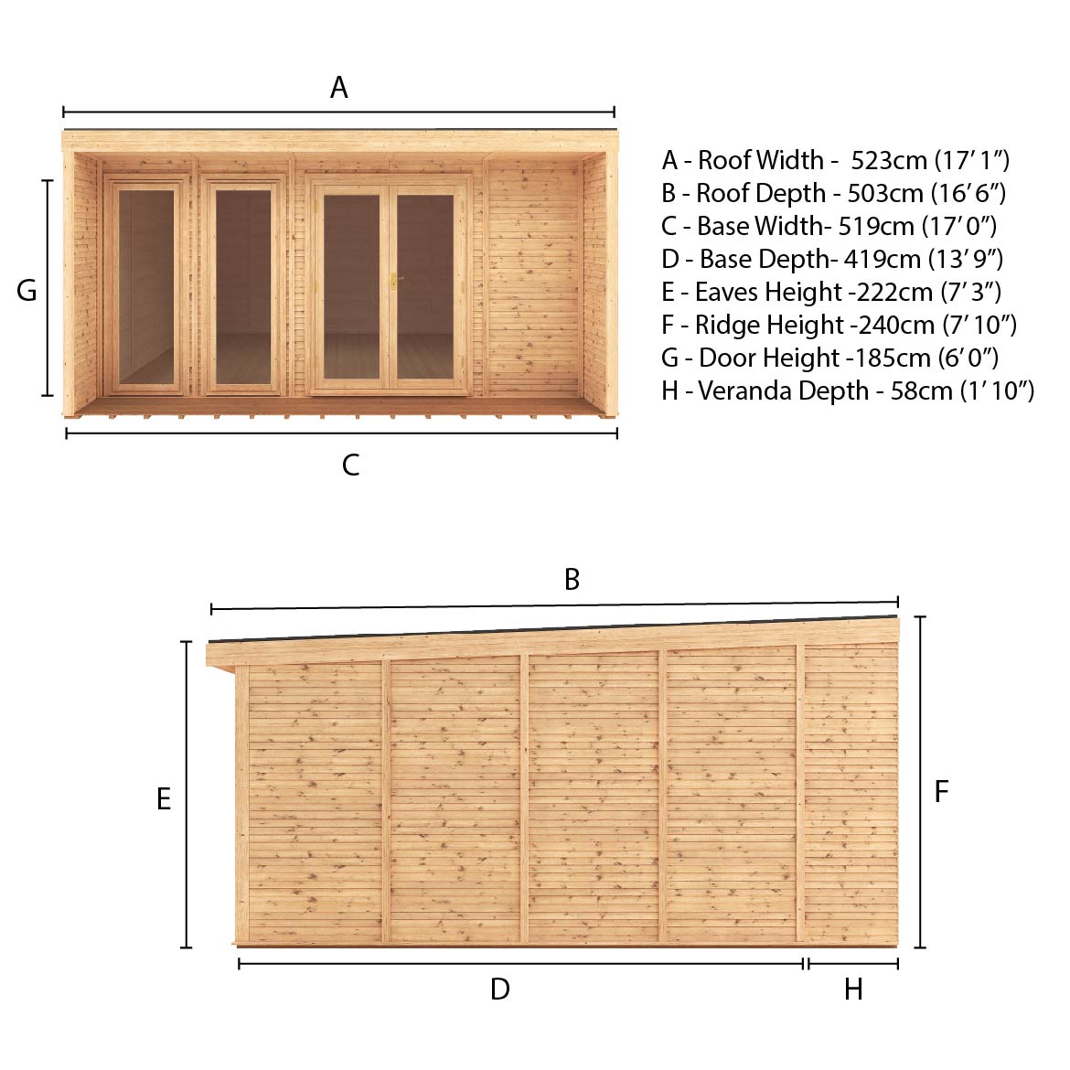 The Creswell 5m x 4m Premium Insulated Garden Room