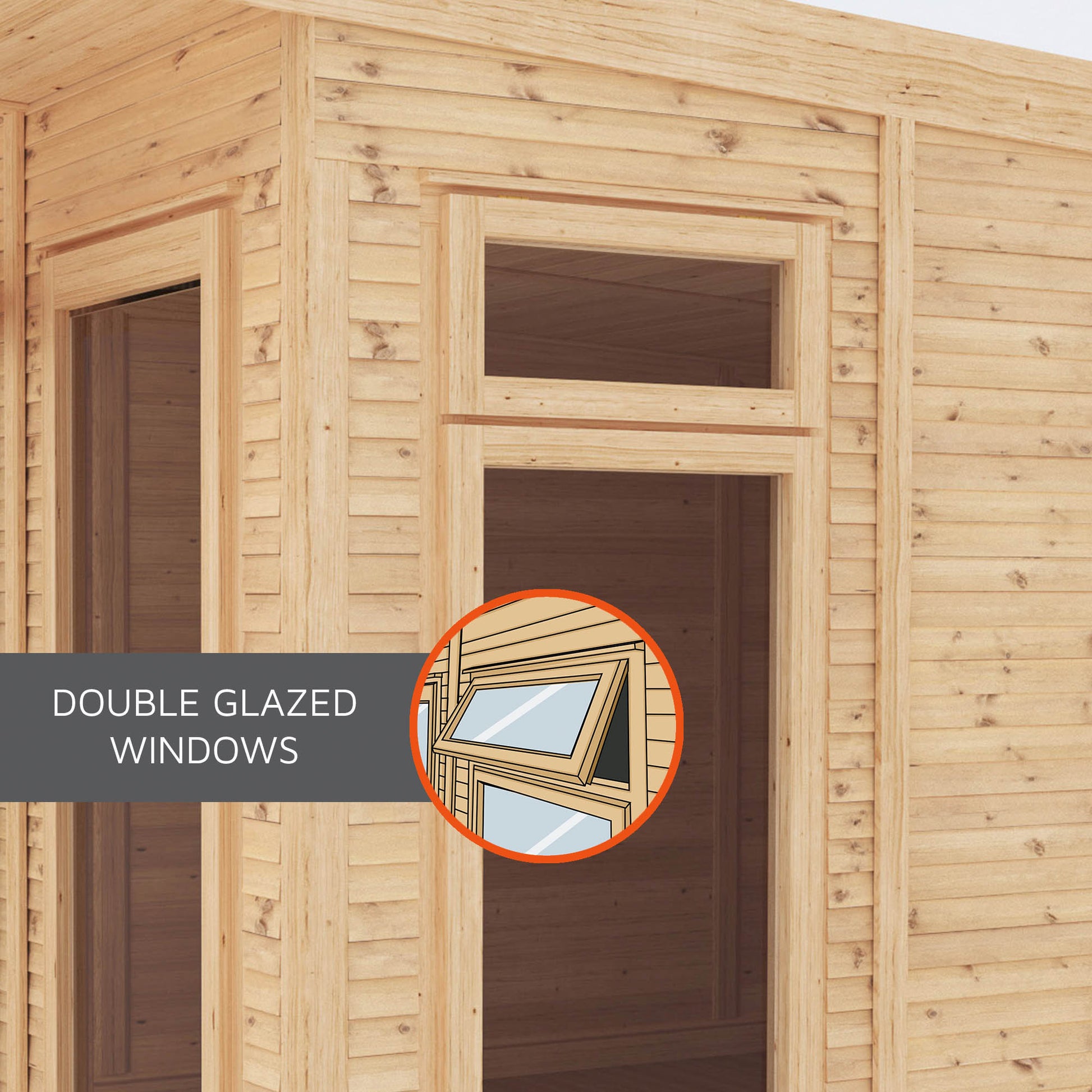 Double glazed windows on a timber insulated garden room