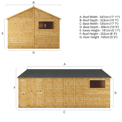 18 x 10 Premium Shiplap Reverse Apex Workshop