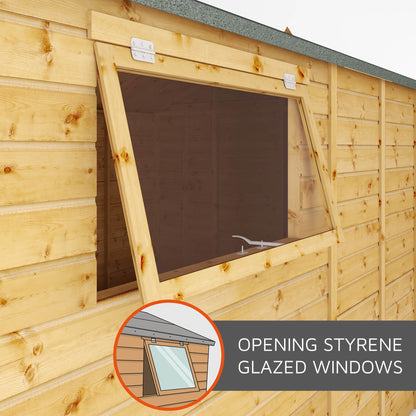 Styrene glazed windows on a timber shed from Waltons, boasting shatterproof properties